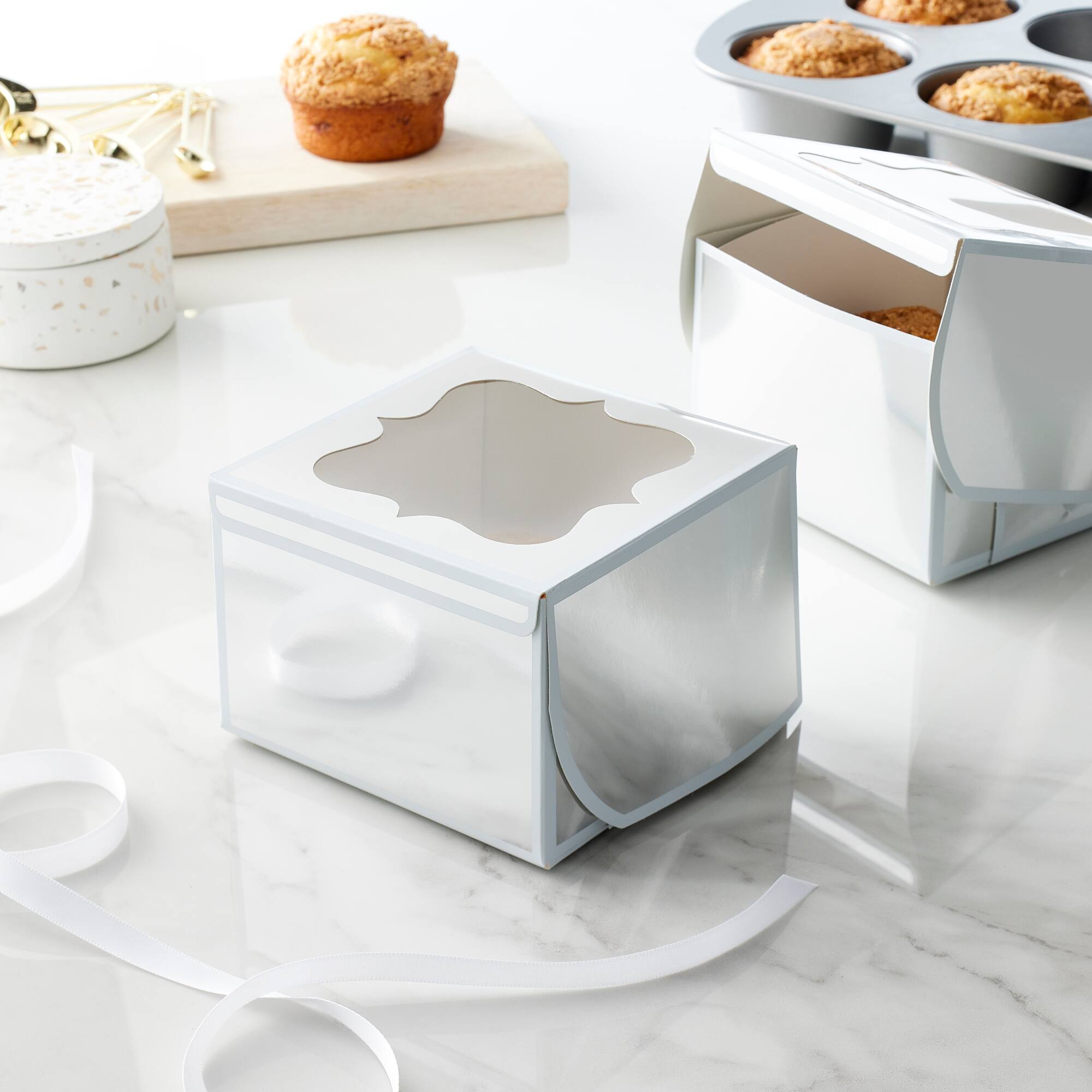Silver And White Stripe Treat Boxes By Celebrate It®